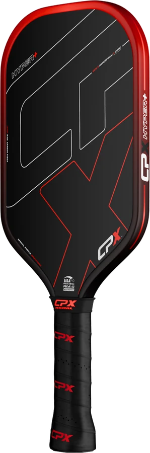 CPX Hyper+ elongated paddle, raw carbon face with red edge guard