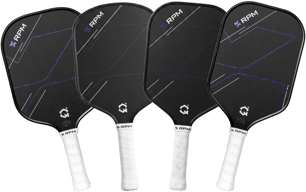 RPM Q2 paddle in wide body, hybrid, flat top hybrid and elongated shapes, fanned out side by side