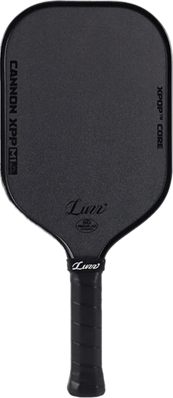 Luzz Cannon XPP M1 paddle, black carbon face with green grit accents