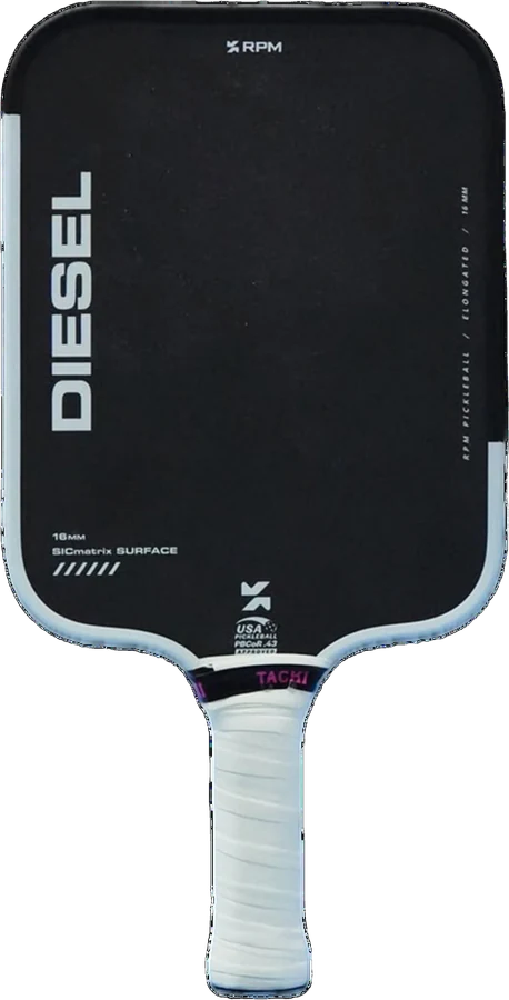 RPM Diesel 16mm elongated paddle, black SICmatrix face with white edge and handle