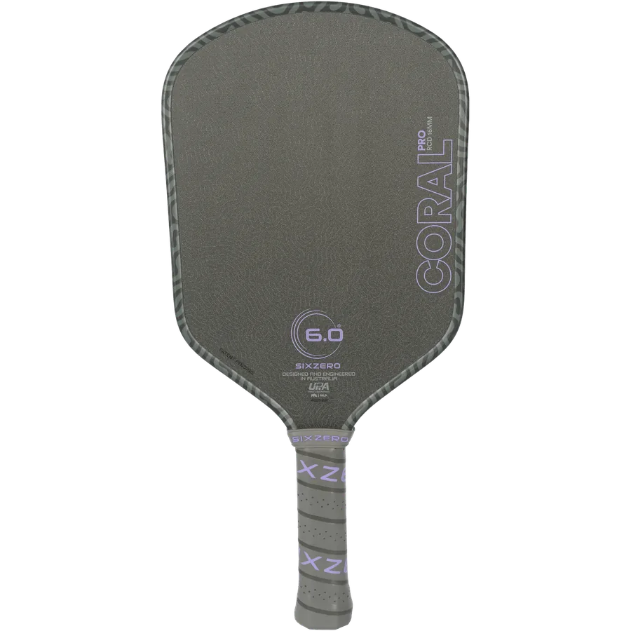 Six Zero Coral Pro Hybrid, 16mm foam-core paddle with Double Diamond Tough carbon face, Ultraviolet colorway